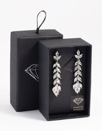 Rhodium Diamond Simulant Vine Drop Earrings - link has visual effect only