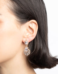 Gold Cubic Zirconia Pear Navette Statement Earrings - link has visual effect only