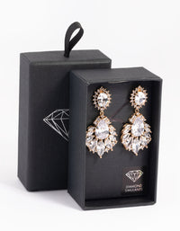 Gold Cubic Zirconia Pear Navette Statement Earrings - link has visual effect only