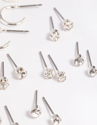 Silver Diamante Stud & Hoop Earring 12-Pack - link has visual effect only