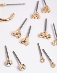 Gold Pearl Stud & Huggie Hoop Earring 8-Pack - link has visual effect only