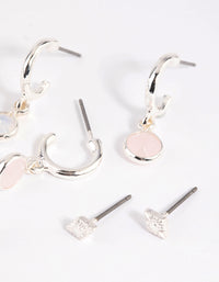 Silver Semi-Precious Stone Hoop Earrings - link has visual effect only
