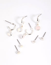 Silver Semi-Precious Stone Hoop Earrings - link has visual effect only