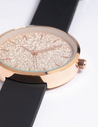 Rose Gold Coloured Sparkle Silicon Strap Watch - link has visual effect only