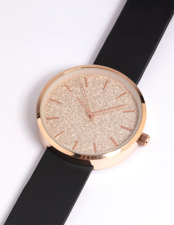 Rose Gold Coloured Sparkle Silicon Strap Watch