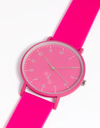 Pink Bright Silicon Strap Watch - link has visual effect only