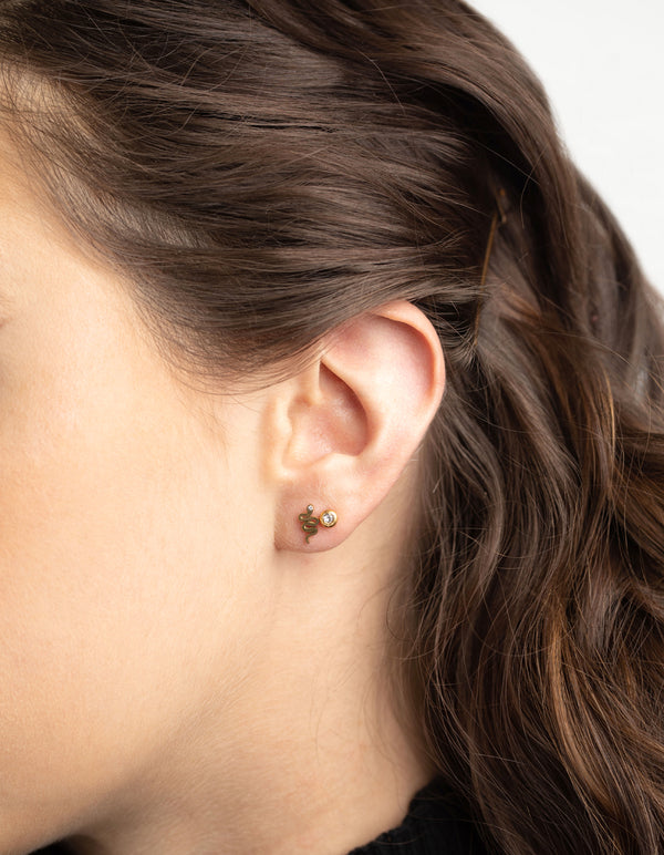 Gold Plated Surgical Steel Snake Stud Earring Pack
