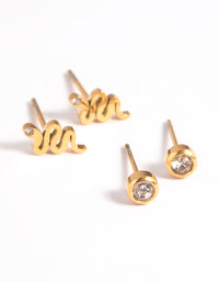 Gold Plated Surgical Steel Snake Stud Earring Pack - link has visual effect only