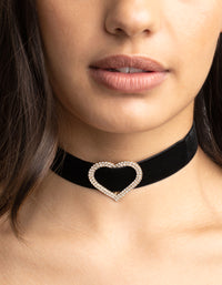 Black Velvet Diamante Heart Choker - link has visual effect only