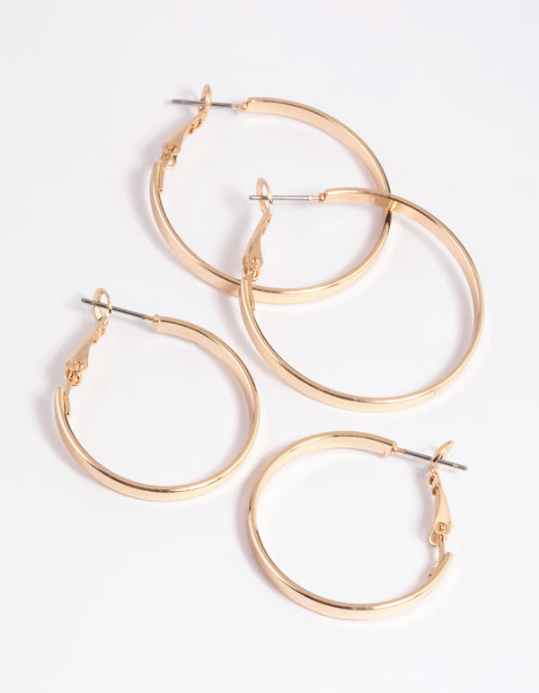 Gold Wide Hoop Earring Set - Lovisa