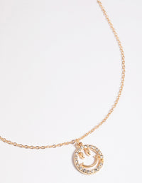 Gold Diamante Smiley Face Necklace - link has visual effect only