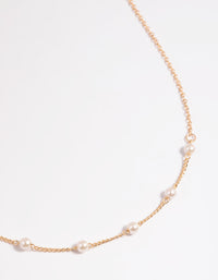 Gold Dainty Pearl Necklace - link has visual effect only