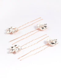 Rose Gold Diamante Navette Hair Pin Pack - link has visual effect only