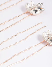 Rose Gold Diamante Navette Hair Pin Pack - link has visual effect only