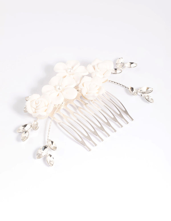 Silver Floral Hair Comb