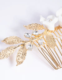 Gold Diamante Floral Comb - link has visual effect only