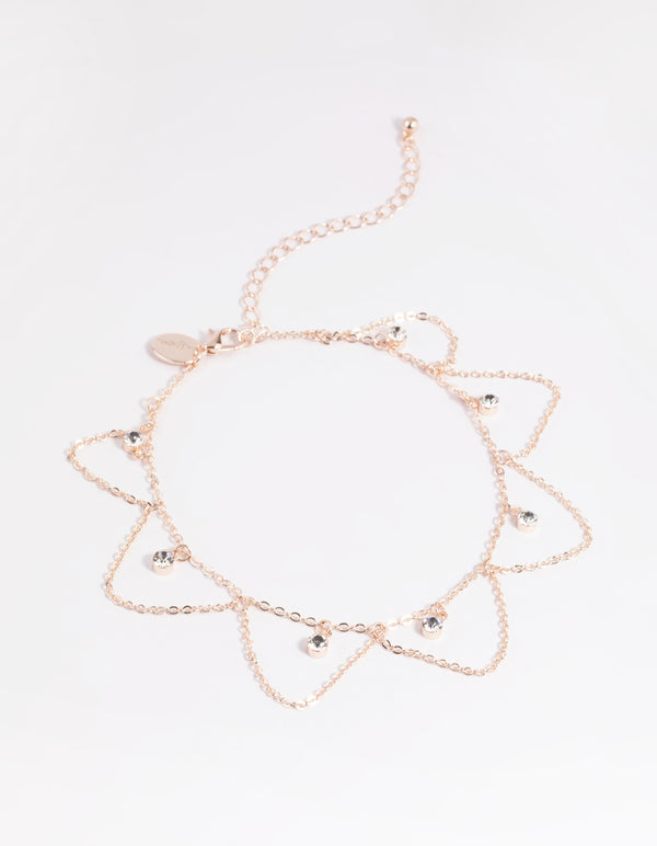 Rose Gold Diamante Chain Anklet