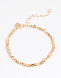 Gold Twisted Chain Anklet - link has visual effect only