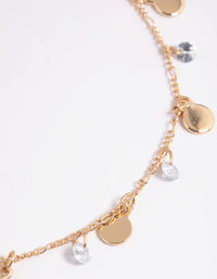 Gold Cubic Zirconia Coin Anklet - link has visual effect only