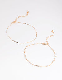 Gold Freshwater Pearl Anklet Set - link has visual effect only