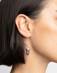Purple Amethyst Shard Thread Through Earrings - link has visual effect only