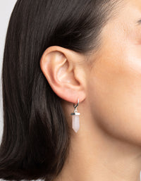 Rose Quartz Shard Huggie Hoop Earrings - link has visual effect only
