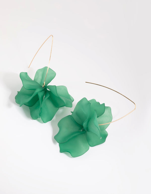 Green Frosted Flower Drop Earrings