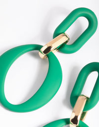 Green Linked Drop Earrings - link has visual effect only
