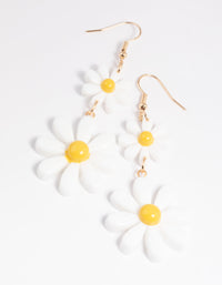 90s White Daisy Drop Earrings - link has visual effect only