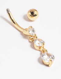 Gold Plated Surgical Steel Diamante Statement Belly Bar - link has visual effect only