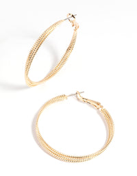 Gold Textured Criss Cross Hoop Earrings - link has visual effect only