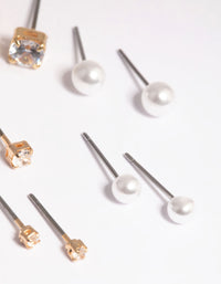 Gold Diamante Stud Earring 5-Pack - link has visual effect only