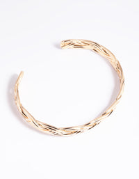 Gold Twisted Plait Cuff Bangle - link has visual effect only