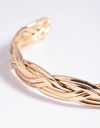 Gold Twisted Plait Cuff Bangle - link has visual effect only