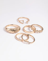Gold Pearl Diamante Ring Stack Pack - link has visual effect only