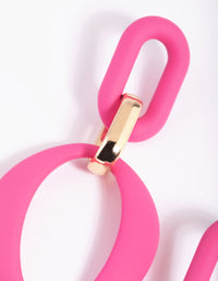 Pink Link Drop Earrings - link has visual effect only
