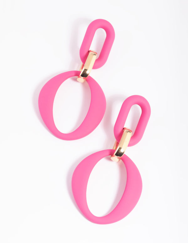 Pink Link Drop Earrings