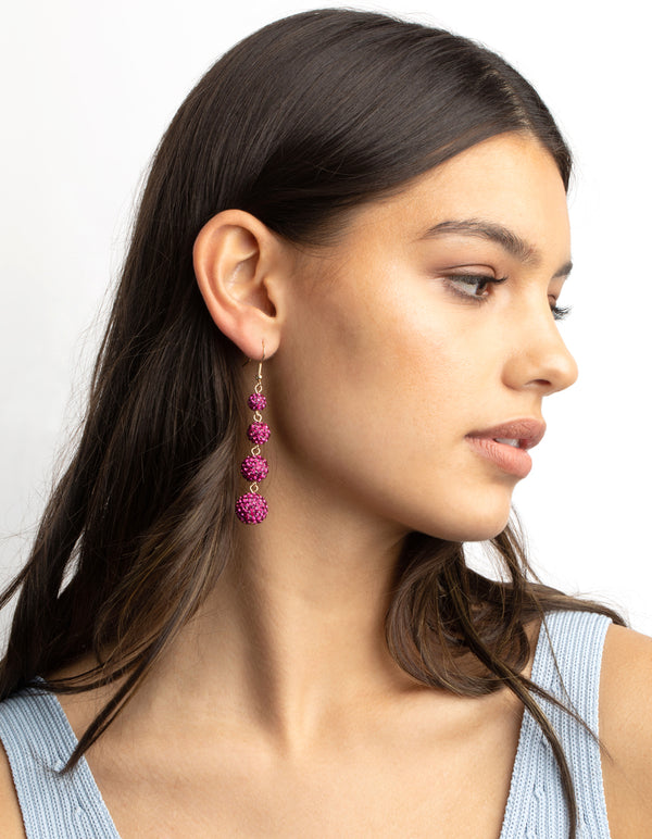 Fuchsia Ball Drop Earrings