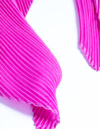 Pink Pleated Satin Bandana Hair Scarf - link has visual effect only