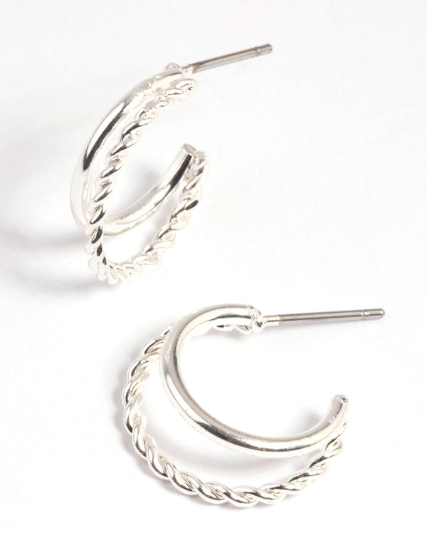 Silver Twisted Huggie Hoop Earrings - Lovisa