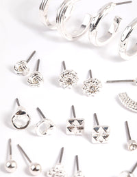 Silver Textured Stud & Hoop Earring 12-Pack - link has visual effect only