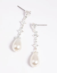 Silver Cubic Zirconia Pearl Drop Earrings - link has visual effect only
