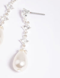 Silver Cubic Zirconia Pearl Drop Earrings - link has visual effect only