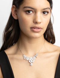 Rhodium Cubic Zirconia Floral Necklace - link has visual effect only