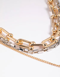 Mixed Metal Chain & Cross Necklace - link has visual effect only