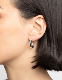 Silver Large Huggie Hoop Earrings - link has visual effect only