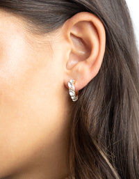 Gold Diamante Marquise Huggie Hoop Earrings - link has visual effect only