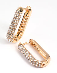 Gold Diamante Oval Huggie Hoop Earrings - link has visual effect only