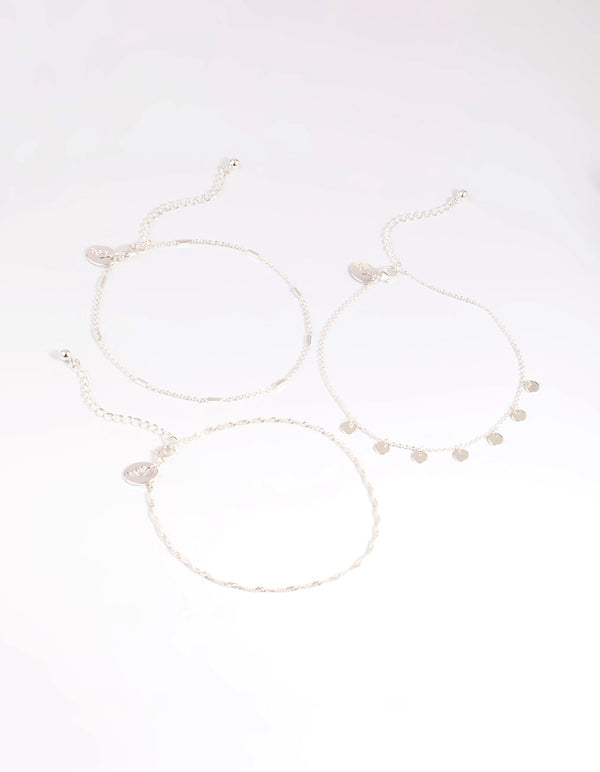 Silver Disc Chain Anklets