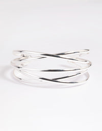 Silver Cross Over Cuff Bracelet - link has visual effect only